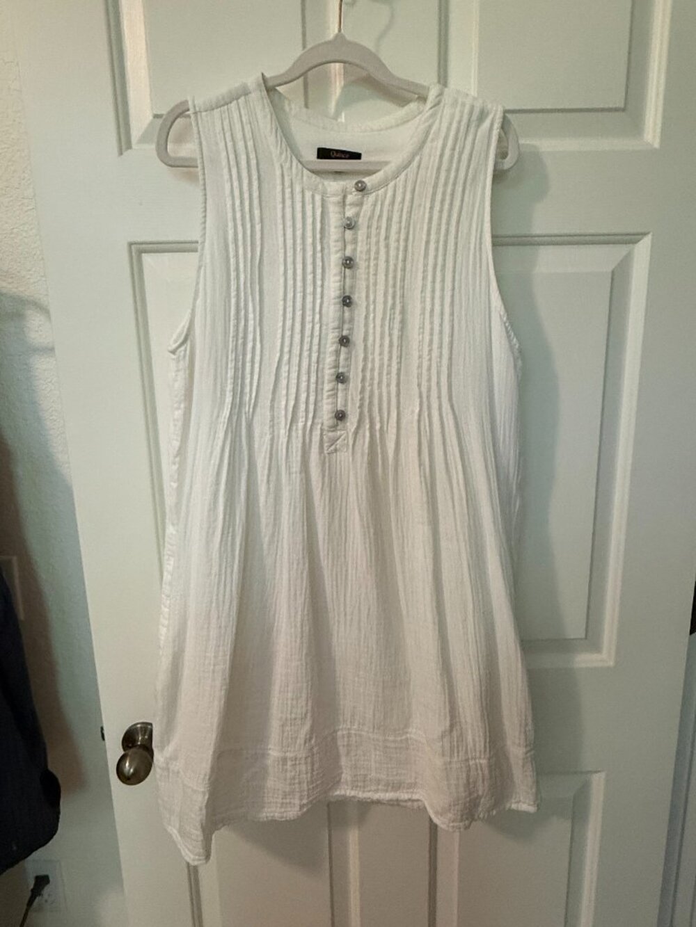 Quince 100% Organic Cotton Gauze Sleeveless Swing Dress - White - L - New!